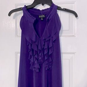 Purple halter dress.